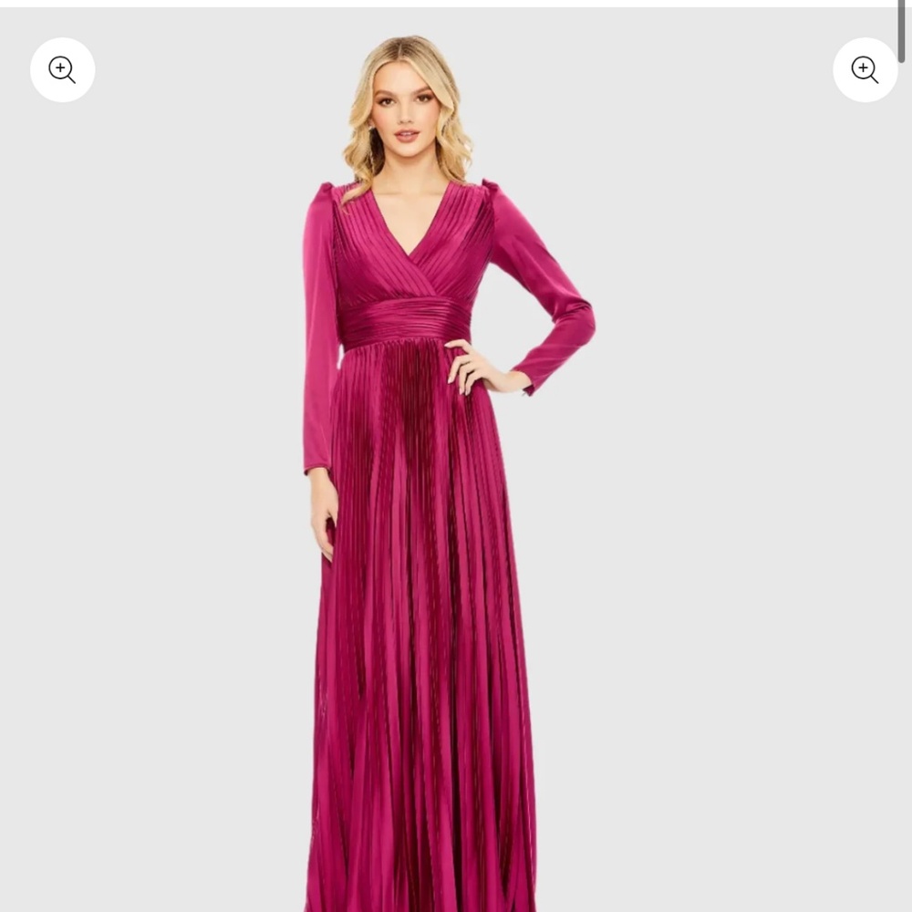 Gorgeous satin magenta dress to wear to a holiday party or a wedding.